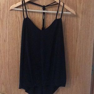 Black v-neck racer back tank top